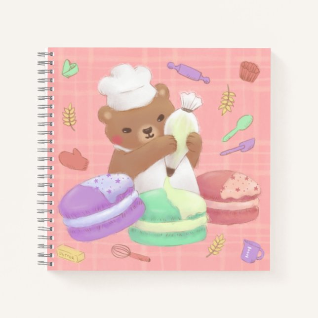 Teddy the Baker with Macarons Notebook (Front)