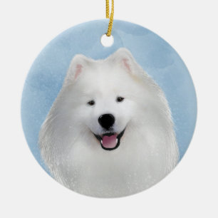 Teddy the samoyed ceramic ornament