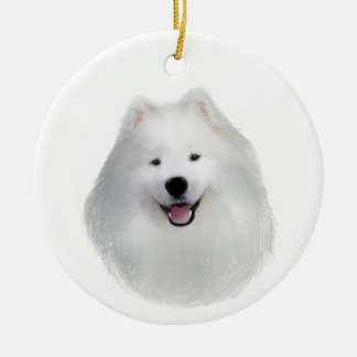 Teddy the samoyed ceramic ornament