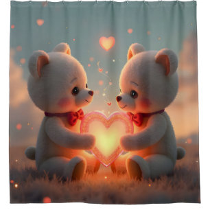 Teddy Time Together – Valentine's Day Teddy Bear Shower Curtain