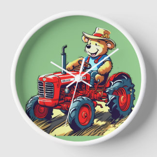 Teddy Tractor Wall Clock