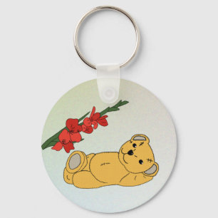 Teddy unter Blumen Key Ring