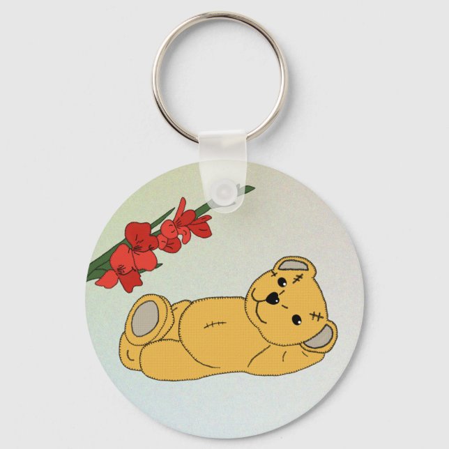 Teddy unter Blumen Key Ring (Front)