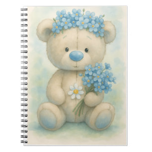 Teddy with a Blue Nose and Forget-Me-Nots by Natas Notebook