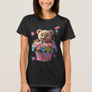 Teddy with Ribbon Bucket Funny Unisex Design for T-Shirt