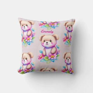 Teddybär Wasserfarben Pastell Cushion