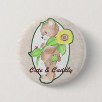 Teddybear, Ladybug, and Sunflower Button