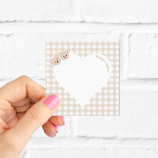 Teddybears Brown Gingham Heart  Post-it Notes