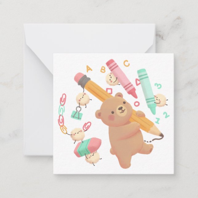 Teddy's Back to School Illustration Card (Front)