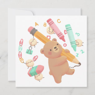 Teddy's Back to School Illustration Invitation