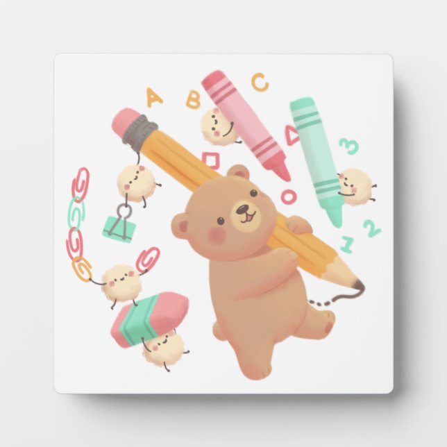 Teddy's Back to School Illustration Plaque (Front)