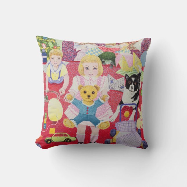 Teddy's Christmas Pyjamas Cushion (Front)