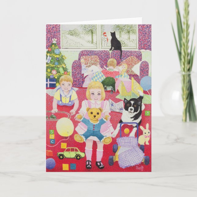 Teddy's Christmas Pyjamas Holiday Card (Front)