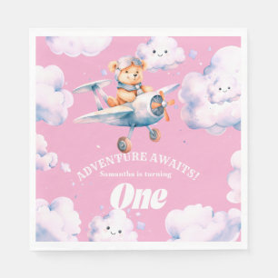 Teddy's First Birthday Expedition Napkin