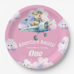 Teddy's Sky-High Soiree: A First Birthday Balloon Paper Plate