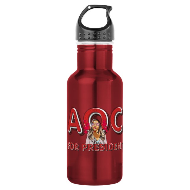 TEE AOC for President 532 Ml Water Bottle (Front)