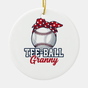 Tee Ball Granny Baseball Bow Vintage Shirt_1 Ceramic Ornament