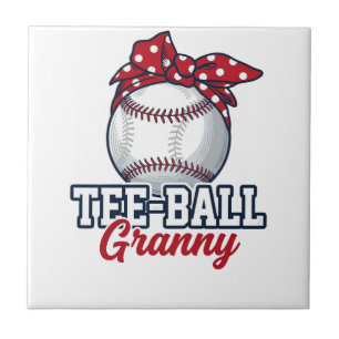 Tee Ball Granny Baseball Bow Vintage Shirt_1 Ceramic Tile