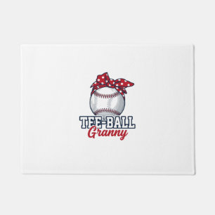Tee Ball Granny Baseball Bow Vintage Shirt_1 Doormat