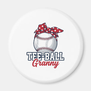 Tee Ball Granny Baseball Bow Vintage Shirt_1 Magnet