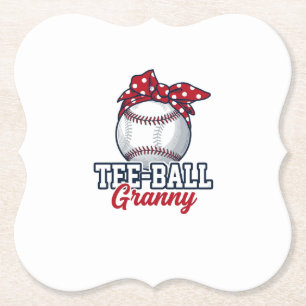 Tee Ball Granny Baseball Bow Vintage Shirt_1 Paper Coaster