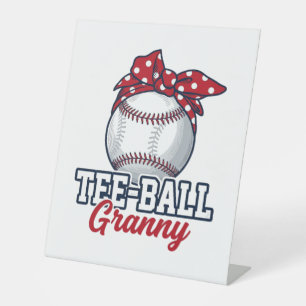 Tee Ball Granny Baseball Bow Vintage Shirt_1 Pedestal Sign