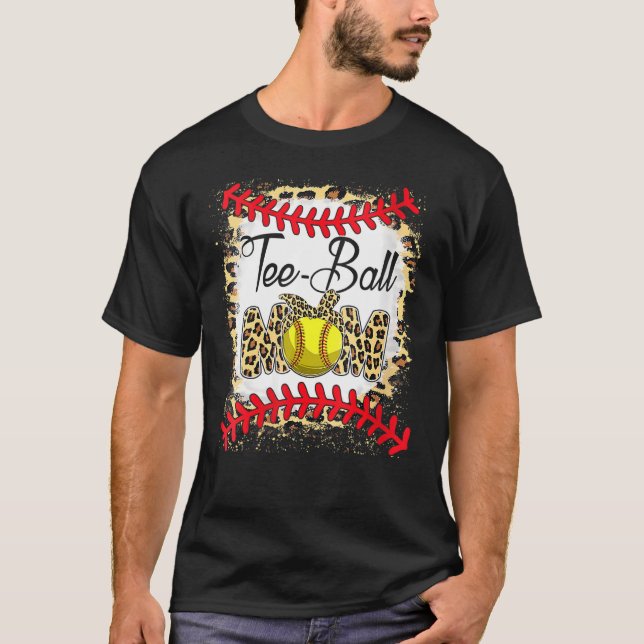 Tee Ball Mum Softball Leopard Bleached Mother's Da (Front)
