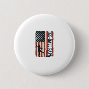 Tee Ball Papa American Flag Vintage Shirt Design_1 6 Cm Round Badge