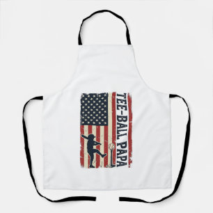 Tee Ball Papa American Flag Vintage Shirt Design_1 Apron