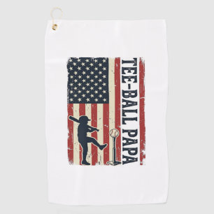 Tee Ball Papa American Flag Vintage Shirt Design_1 Golf Towel