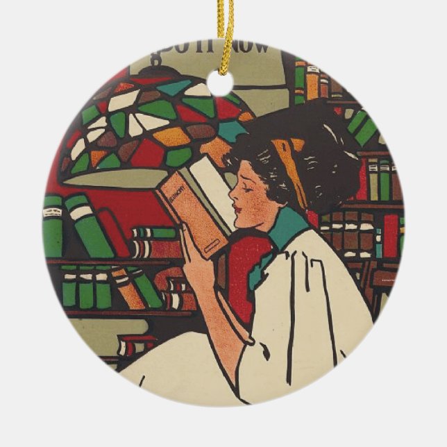 TEE Book Worm Ceramic Ornament (Front)