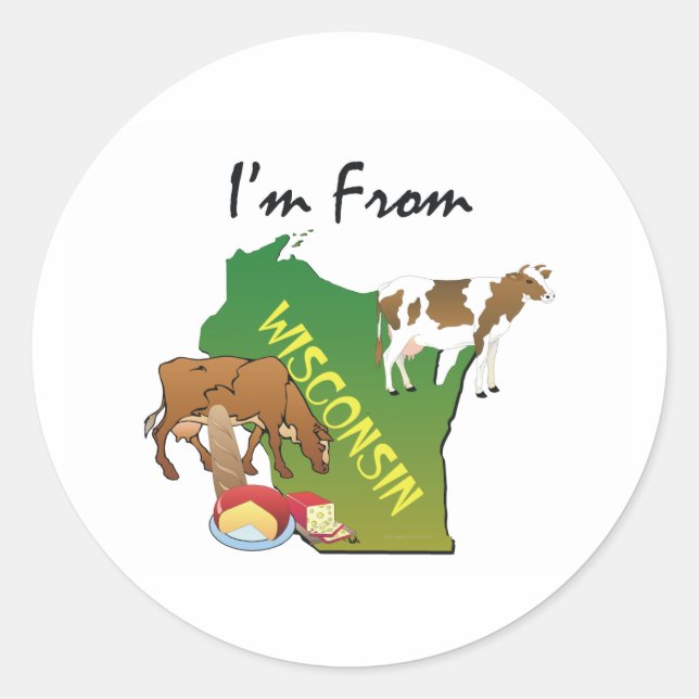 TEE I'm From Wisconsin Classic Round Sticker (Front)