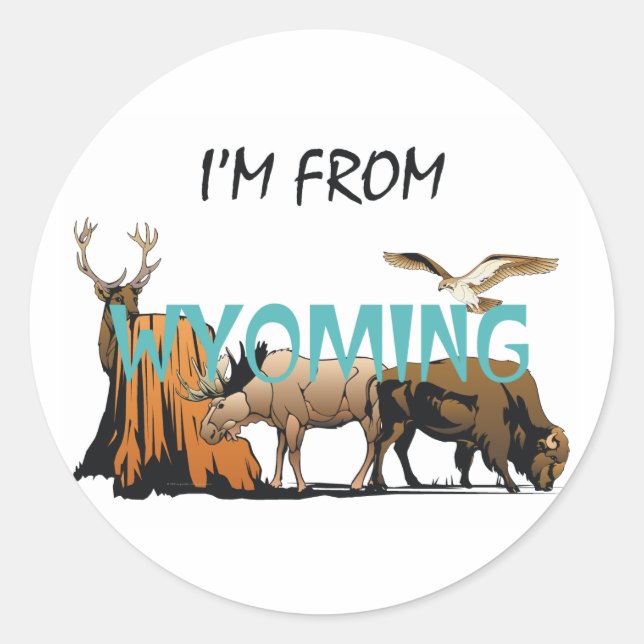 TEE I'm From Wyoming Classic Round Sticker (Front)
