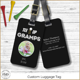 Tee It Up Gramps Custom Photo Fathers Day Black Luggage Tag