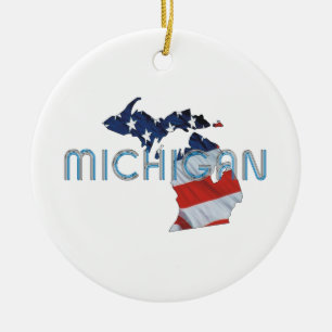 TEE Michigan Patriot Ceramic Ornament