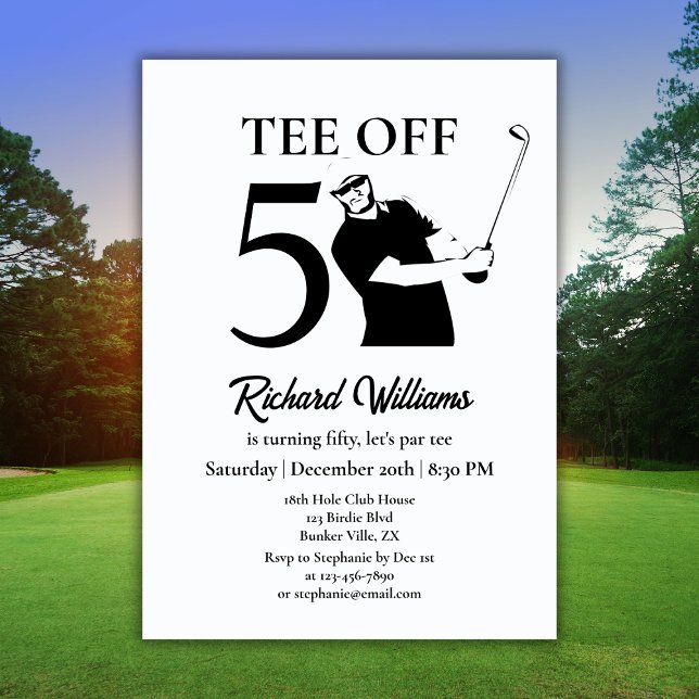 Tee Off Start of A New Era Men's 50th Birthday  Invitation (Creator Uploaded)