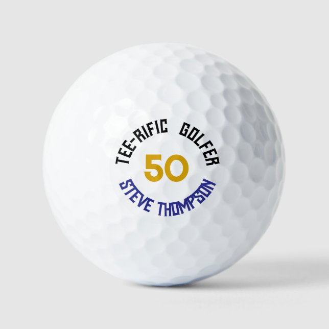 Tee-rific 50th Birthday Personalised Golf Balls (Front)