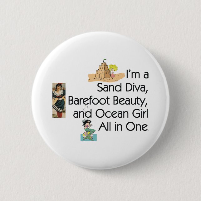 TEE Sand Diva 6 Cm Round Badge (Front)