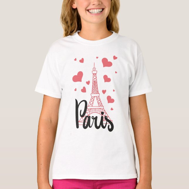 Tee Shirt Basic A Manches Longue Fille PAris (Front)