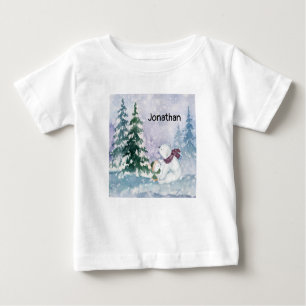 Tee Shirt for Baby Boy with Winter Scene & Bears