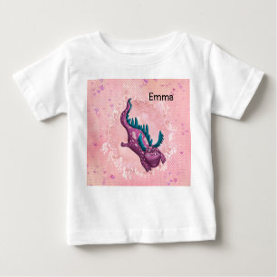 Tee Shirt for Baby Girl with Dragon in Pink