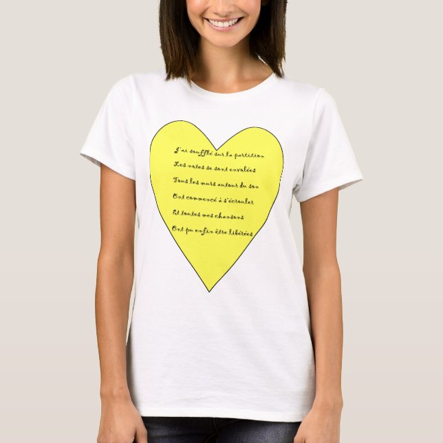 Tee-shirt musical poem and heart and mandala T-Shirt (Front)