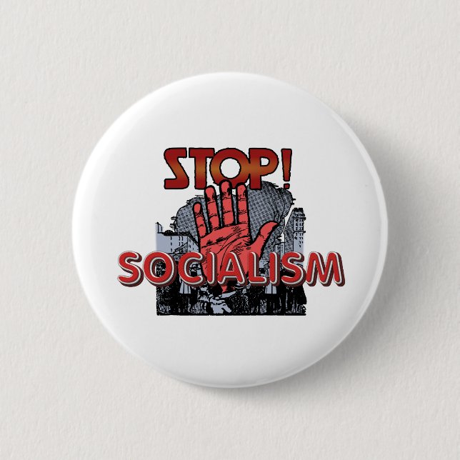 TEE Stop Socialism 6 Cm Round Badge (Front)