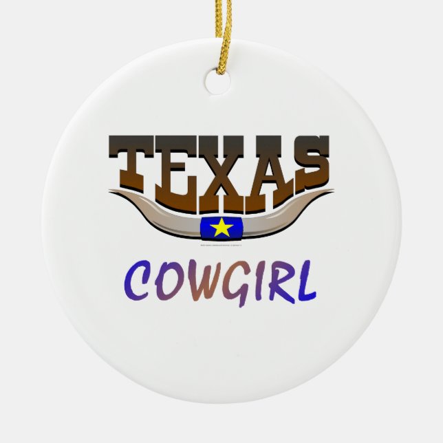 TEE Texas Cowgirl Ceramic Tree Decoration (Front)