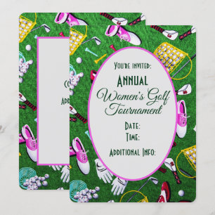 Tee Time Girly Golf Tournament White Invitation