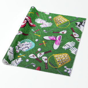 Tee Time Girly Golf Wrapping Paper