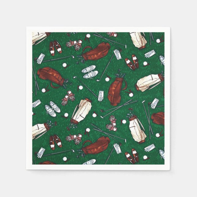 Tee Time Green Golf Pattern Napkins (Front)