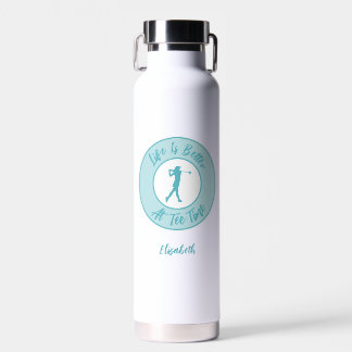 Tee Time Life Funny Personalised Name Teal Water Bottle