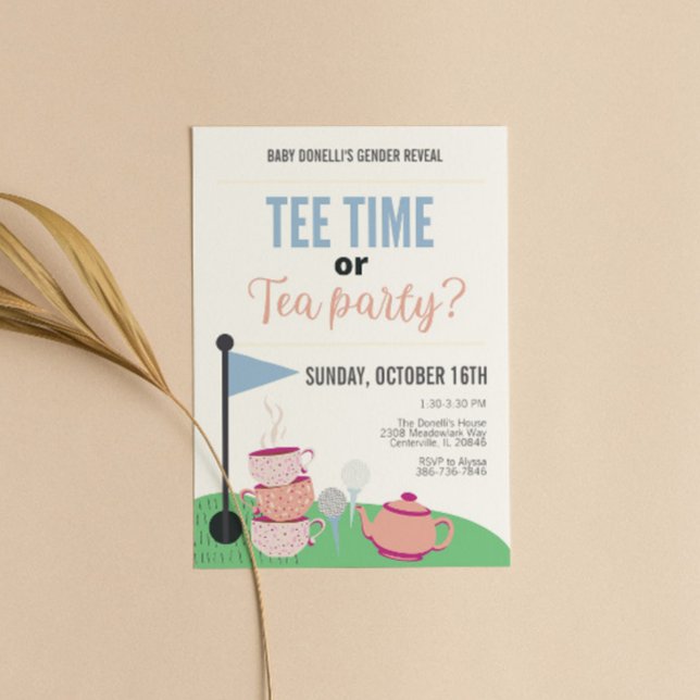 Tee time or Tea Time Gender Reveal Invitation (Creator Uploaded)