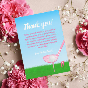 Tee Up Pink Golf Gender Reveal Baby Thank You